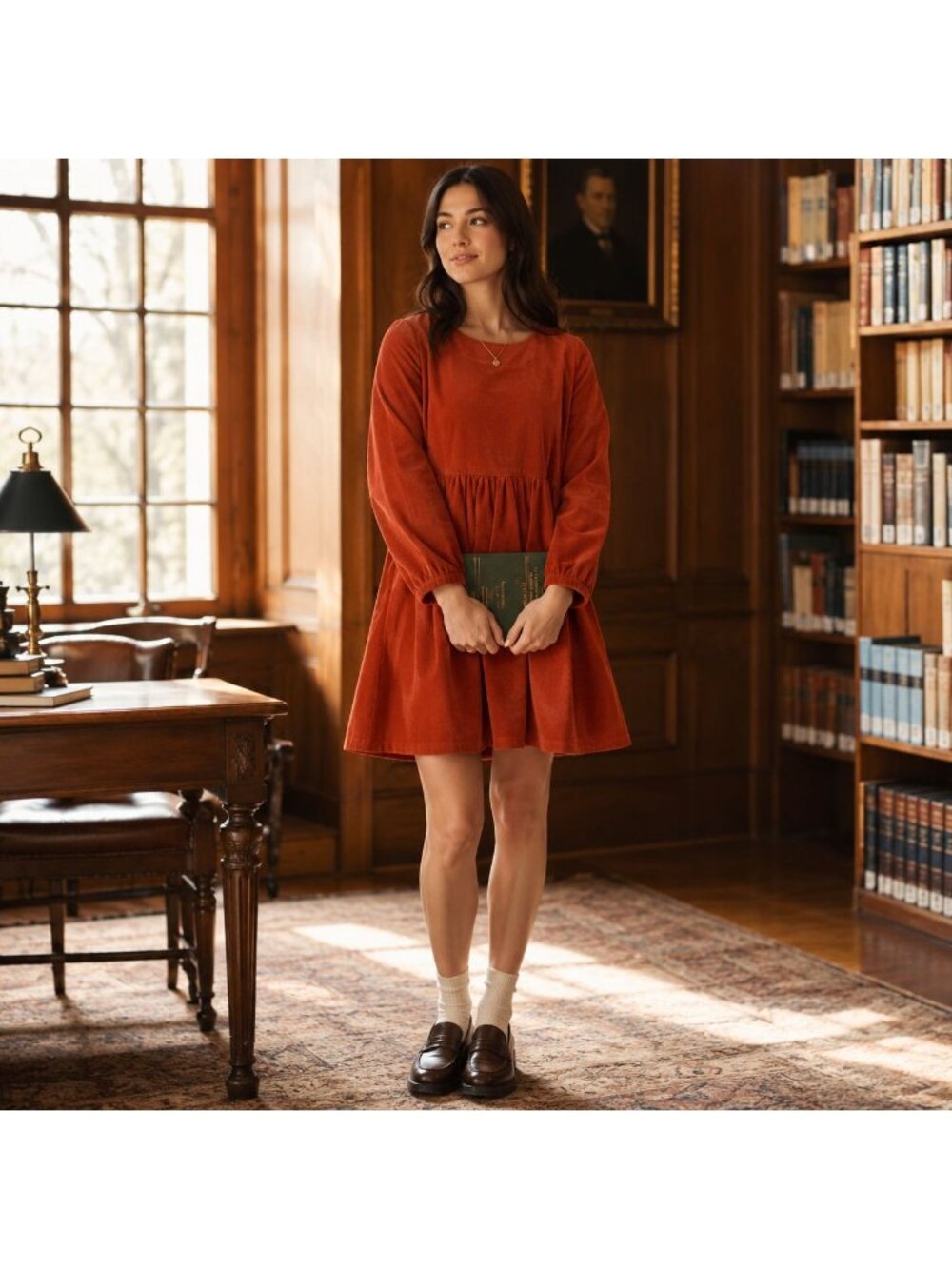 Madewell Rust Corduroy Relaxed Mini Dress Size Small